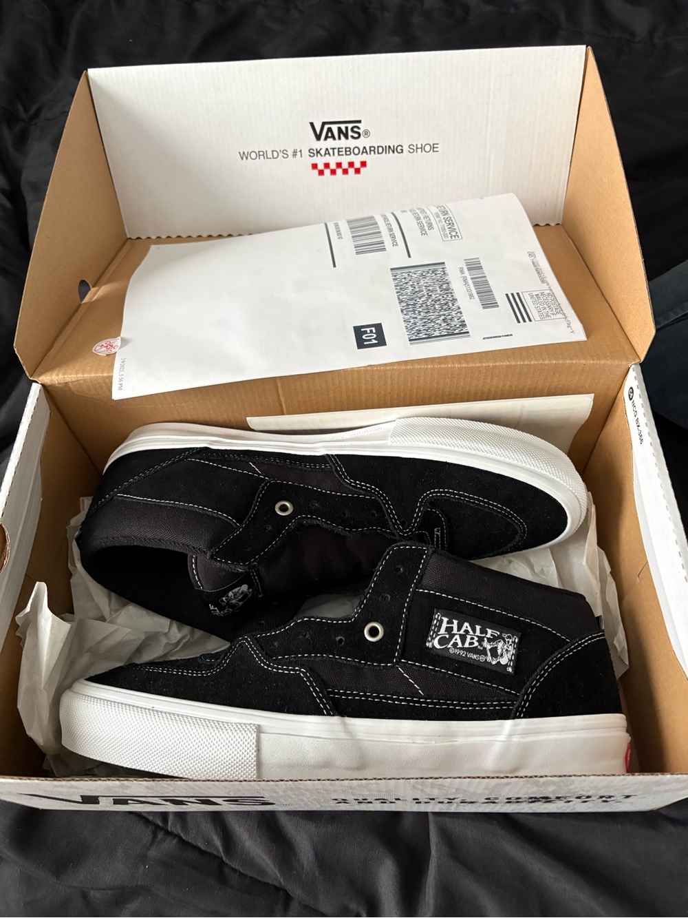 Vans Half Cab Men’s Black Suede and Canvas Skate Sneakers 10.5